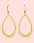 The Graceful Beauty Dot Teardrop Earrings are 18kt gold-plated with textured edge detailing and hook-style closures.