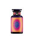 A dark perfume bottle labeled "555" features a gradient pink and orange design with words like "Harmony, Sing, Align." It has a gold-rimmed cap, an emblem near the top, and is set against a black background.
