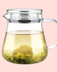 The Teabloom One-touch Tea Maker (15 oz) features a clear glass body, metal lid, and infuser—perfect for showcasing light teas and leaves as they steep. Enjoy a pure, elegant brewing experience with this beautifully crafted 1–2 cup design.