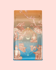 A vibrant Thai Temple Tea package shows dragons, cherry blossoms, lotus flowers, Buddha statues, and temples in orange, peach, and blue. The label highlights "Probiotic-rich Puerh Thai Temple Tea.