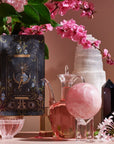 High Priestess Tea Pouch with pink flowers and glass teacups