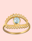 Keeper of Positivity Eye Blue Topaz Ring - Satya