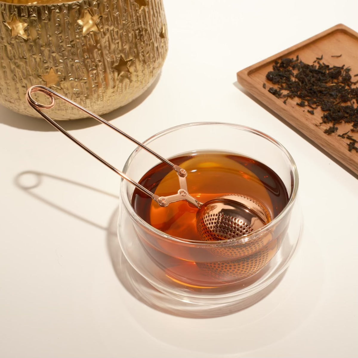 Rose gold loose leaf tea strainer
