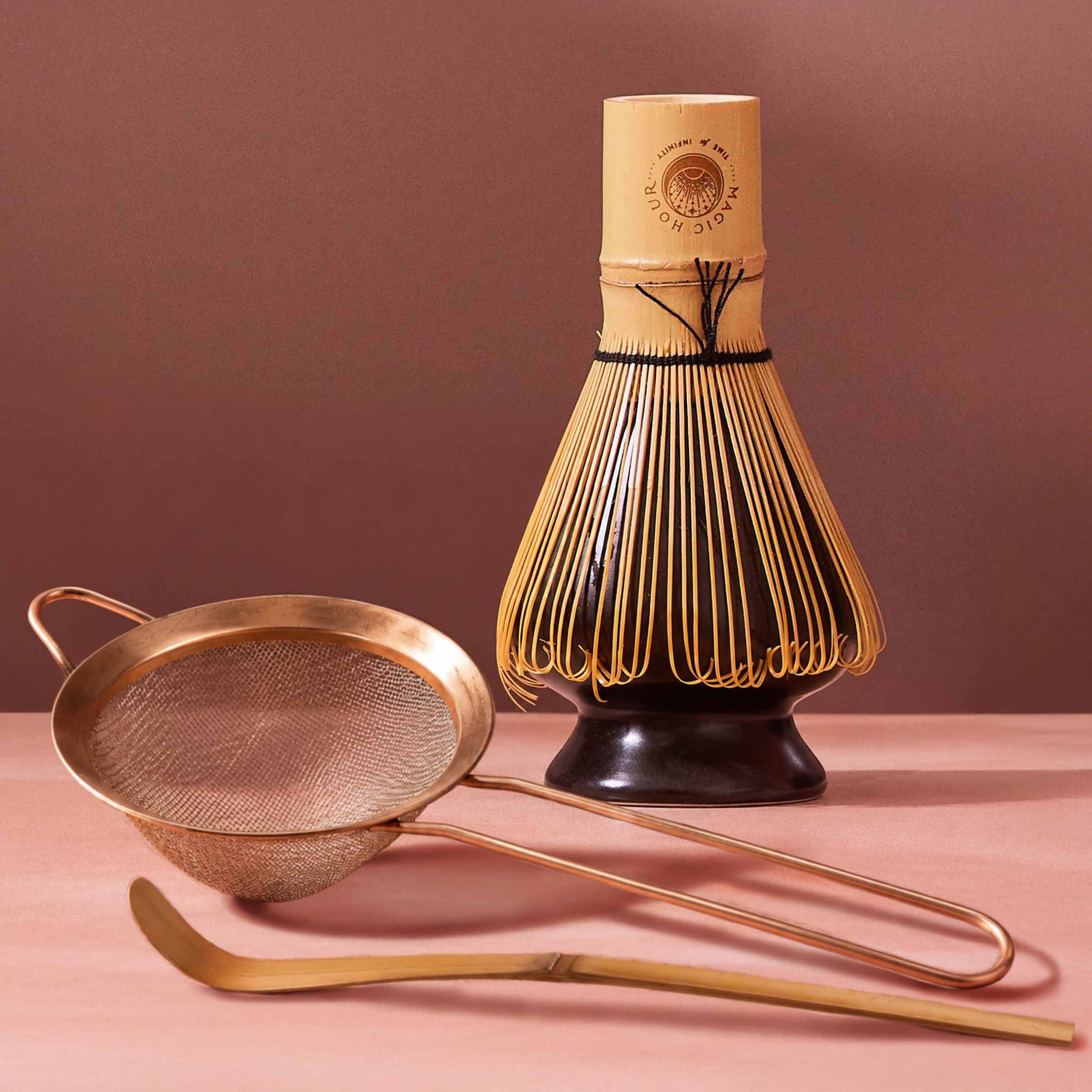 Ceremonial Matcha Ritual Kit: Bamboo Whisk & Tools Set - 4 Pieces