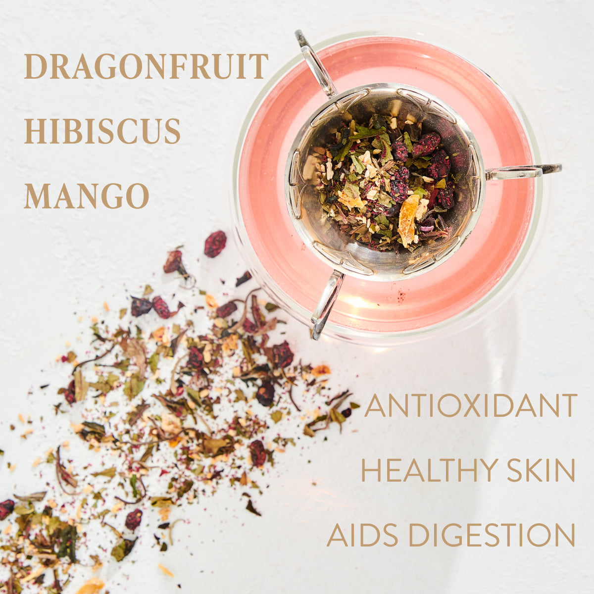 Pink Tourmaline: Organic Dragon fruit Hibiscus White Tea for Women&#39;s Health