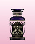 A dark purple bottle labeled "Summer Fridays™: Rose All Day" features palm tree and leopard designs with gold accents, set on a light pink gradient. It’s an alcohol-free rosé alternative with a refreshing tropical fruit blend.