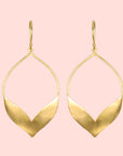 Fluttering Petals Gold Earrings—18k gold plated drops with smooth, open teardrop shapes and curved petal-inspired design—perfect for a personalized ear stack.