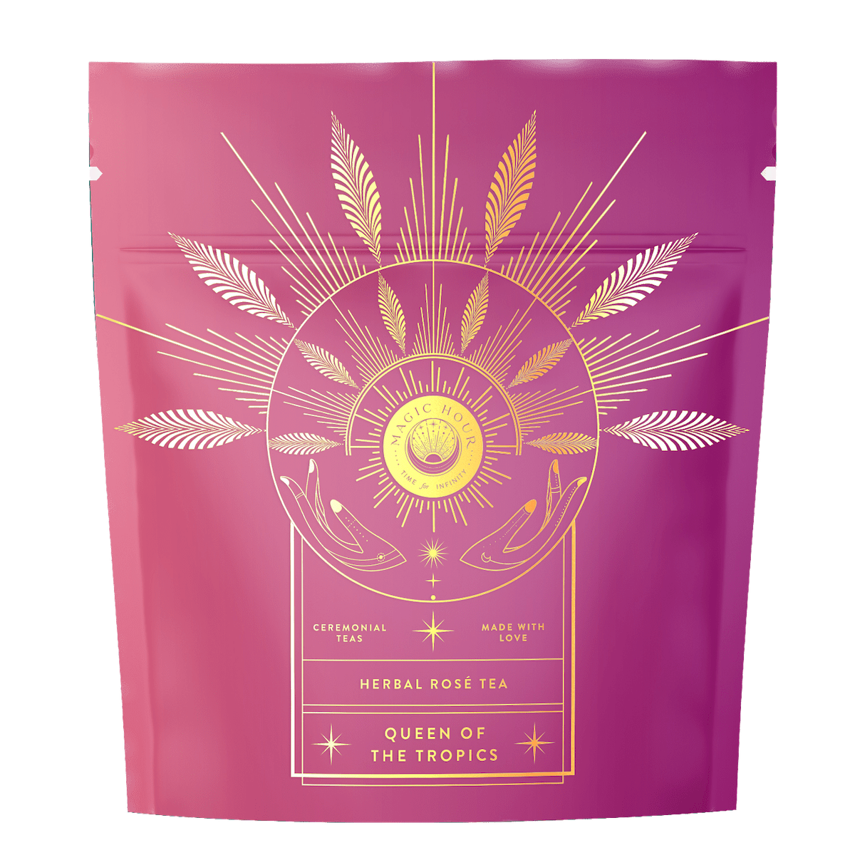 Queen of Tropics Herbal Rose Tea packaging