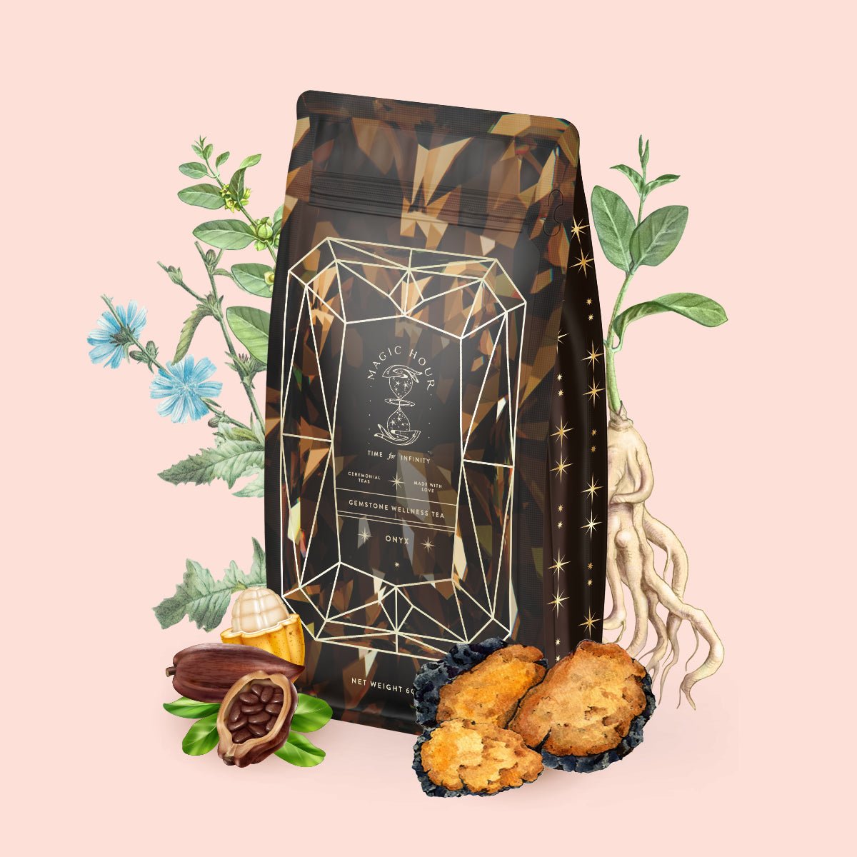 Black Onyx - Chaga Maca Toffee Elixir for Energy, Immunity & Good Fortune-Bulk Pouch (1lb Up to 200 Cups!)-Magic Hour