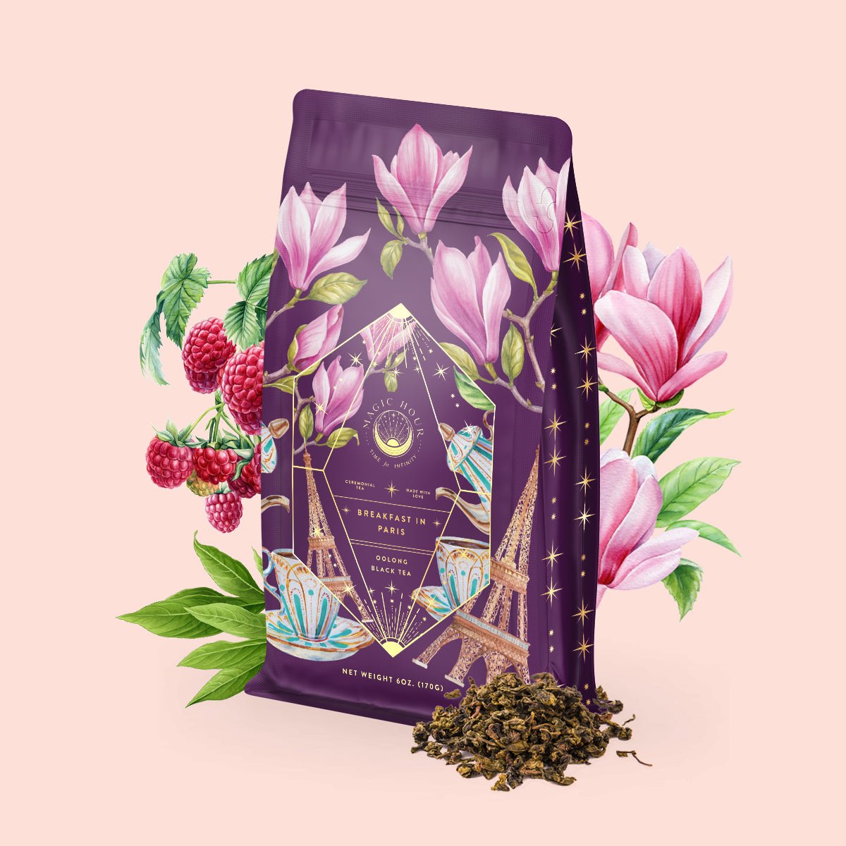 Breakfast in Paris-Oolong Black Tea Scented with Fruits &amp; Flowers of Secret Parisian Gardens-Luxe Pouch (Refill your Jar with 75 Cups)-Magic Hour