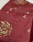 Fancy & Adorned Handmade Sari Aprons-Mauve with Ornate Hand Embroidered Design 