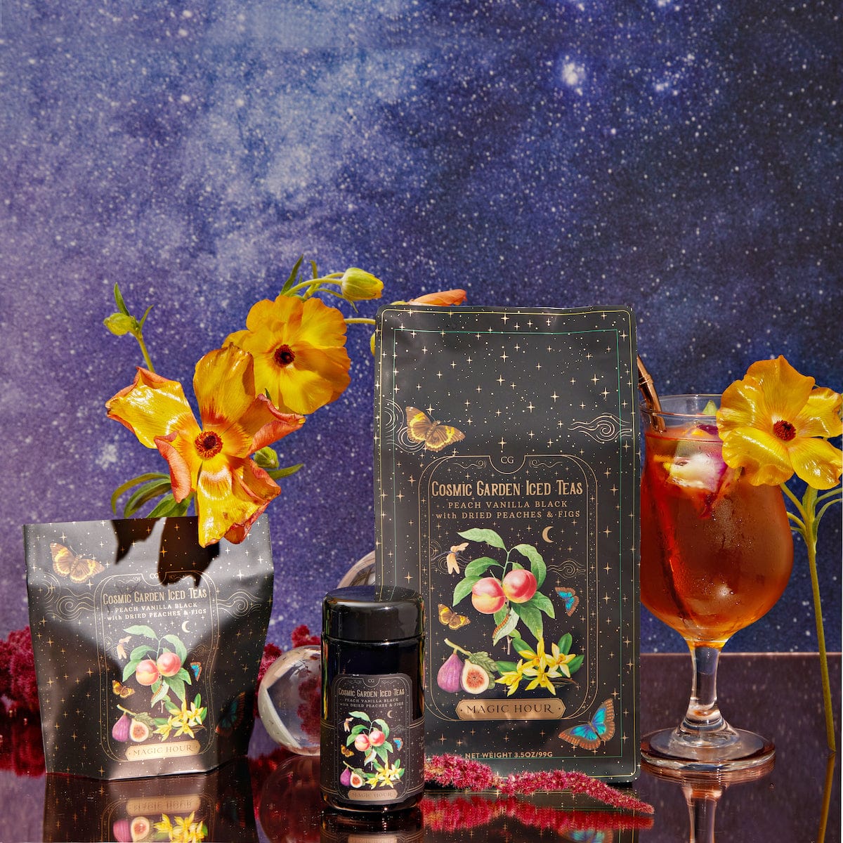 Peach Vanilla Black Iced Tea with Figs-Luxe Pouch (Refill your Jar - Includes with 12 Cold-Steep Sachets)-Magic Hour