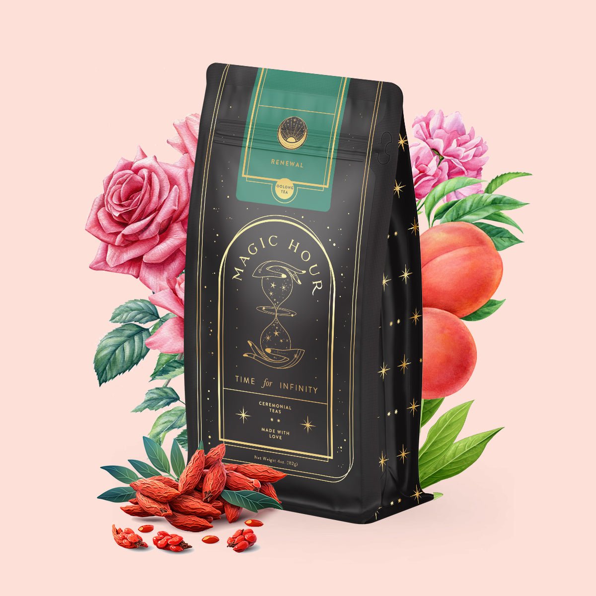 Renewal: Peach-Goji-Rose Oolong Tea Refill Pouch-4oz Luxe Refill Pouch (60+ Cups)-Magic Hour