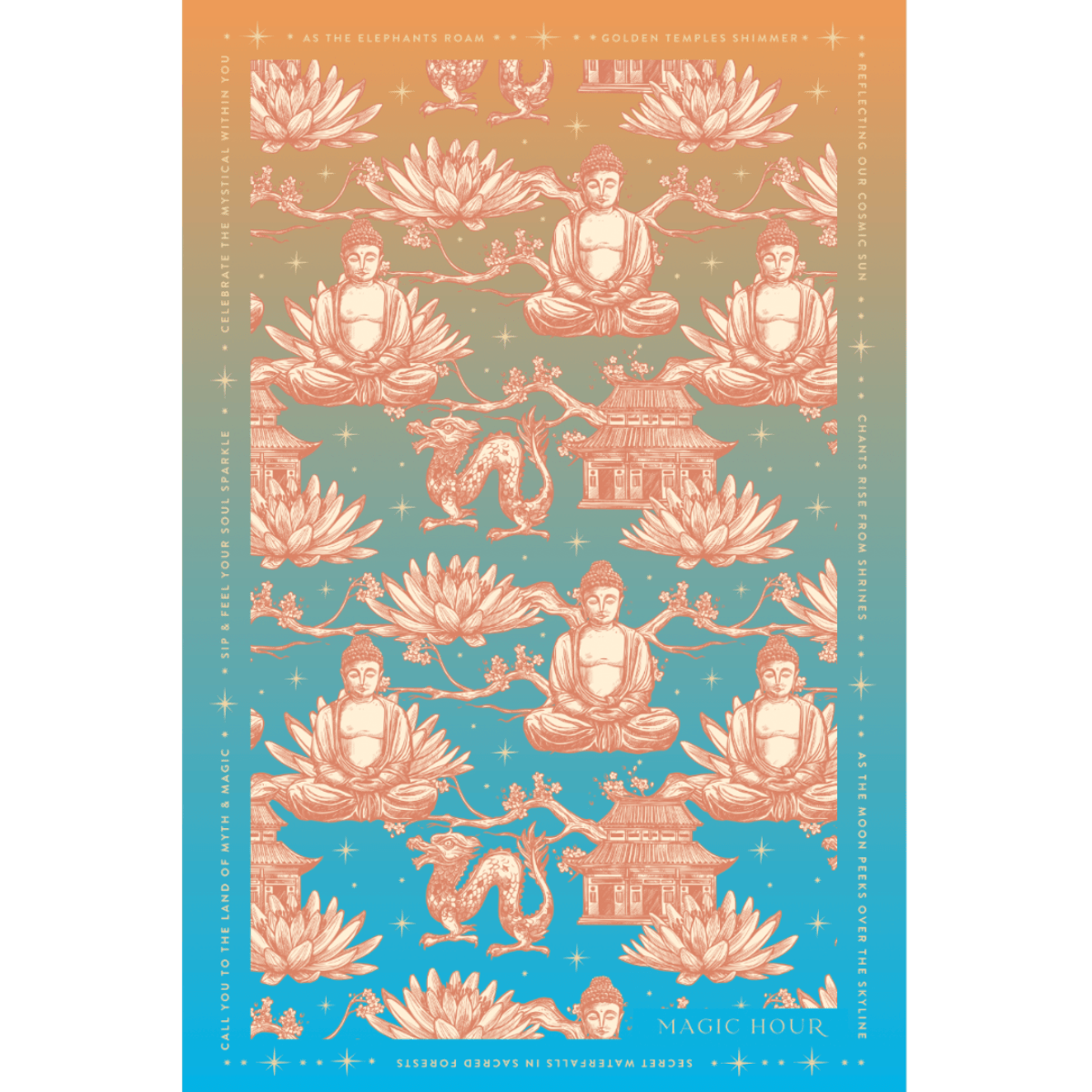 Thai Temple Tea Towel--Magic Hour