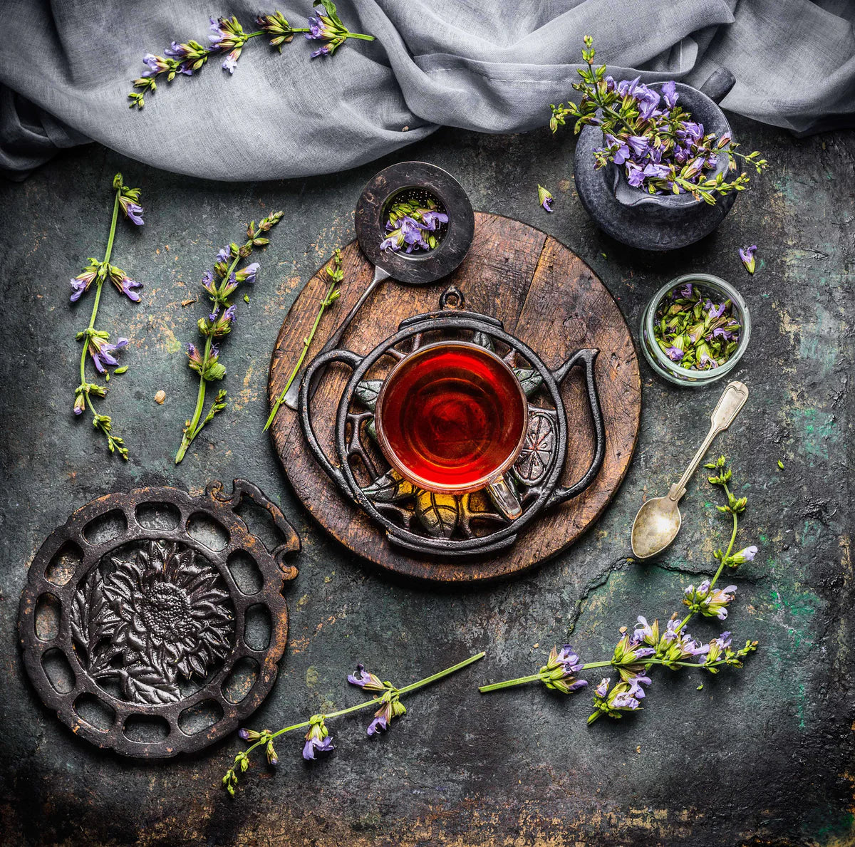 Herbal tea with flowers.