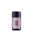 A cylindrical container of "Angel" deodorant with a dark purple cap features a colorful label design showing the text "Seraphim's Dream," inspired by the ethereal essence of Egyptian Blue Lotus, on a plain white background.