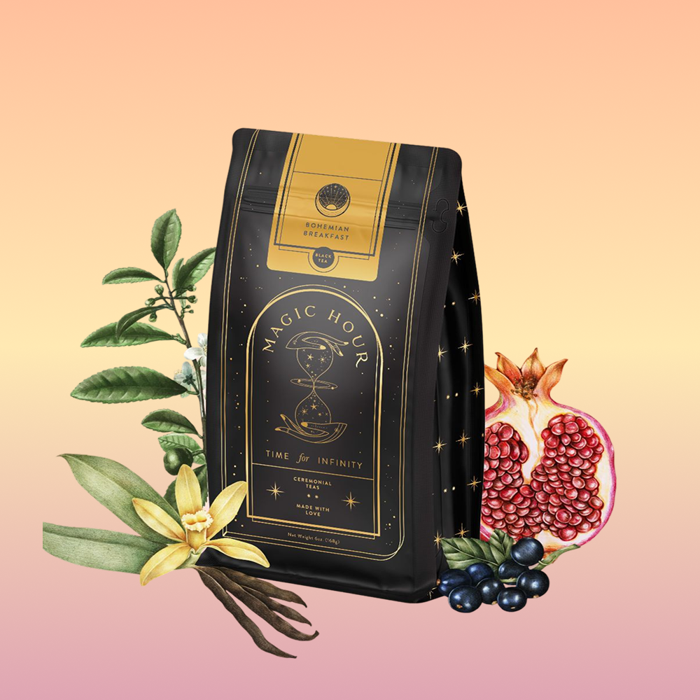 Bohemian Breakfast Black Tea- Probiotic Rich Vanilla Puerh Tea for Digestion & Energy-Luxe Pouch (60-75 Cups-Refill your Jar!)-Magic Hour