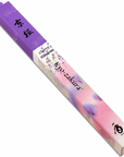 A box of Kyoto Cherry Blossoms incense sticks, featuring a purple and pink floral design. The packaging is adorned with black Japanese characters and English text, transitioning from purple to pink with white accents. Infuse your space with the refreshing spring fragrance of sakura cherry blossoms.