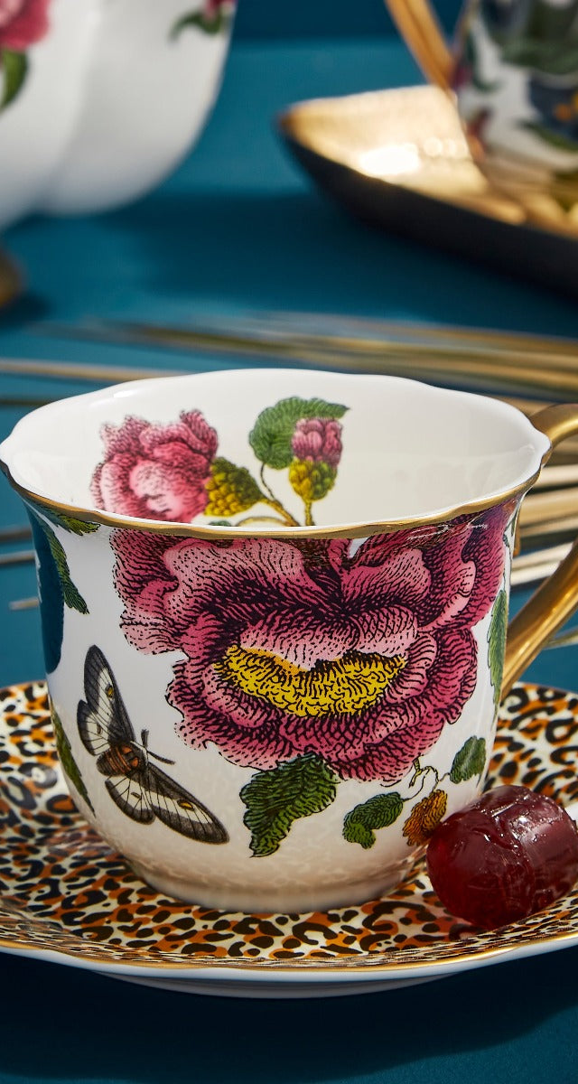 Creatures of Curiosity - White Leopard Teacup and Saucer--Magic Hour