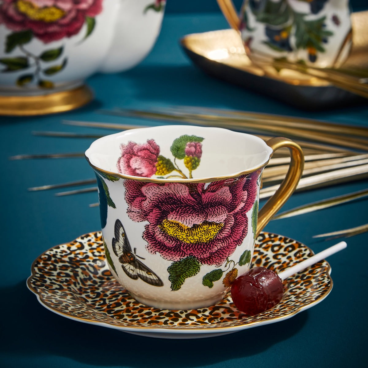 Creatures of Curiosity - White Leopard Teacup and Saucer--Magic Hour