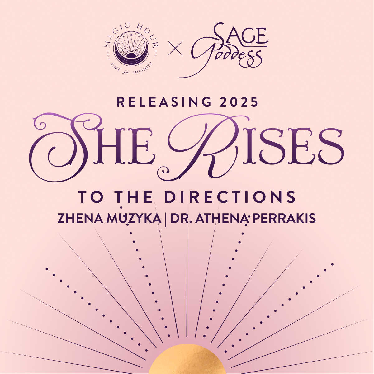 Light pink graphic with Magic Hour and Sage Goddess logos. Text: 