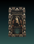 A decorative tea package labeled "Magic Hour – Teas of the Divine Feminine" features a woman with flowers and gold accents, showcasing the product name "Persephone's Potion: Pomegranate & Jasmine Green Tea.