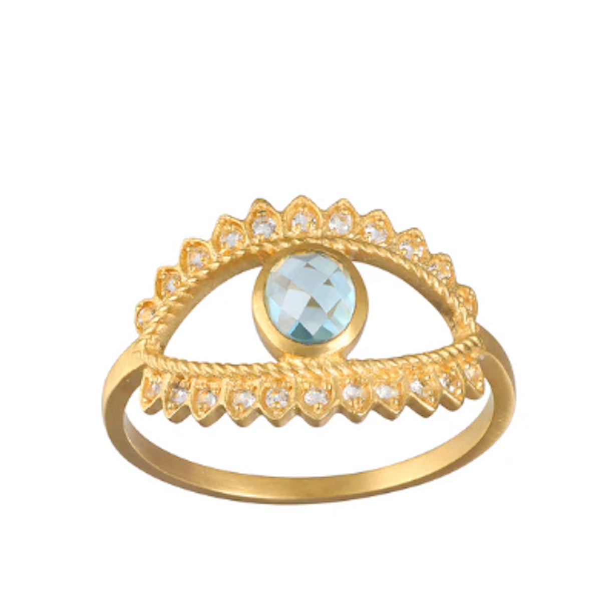 Keeper of Positivity Eye Blue Topaz Ring - Satya