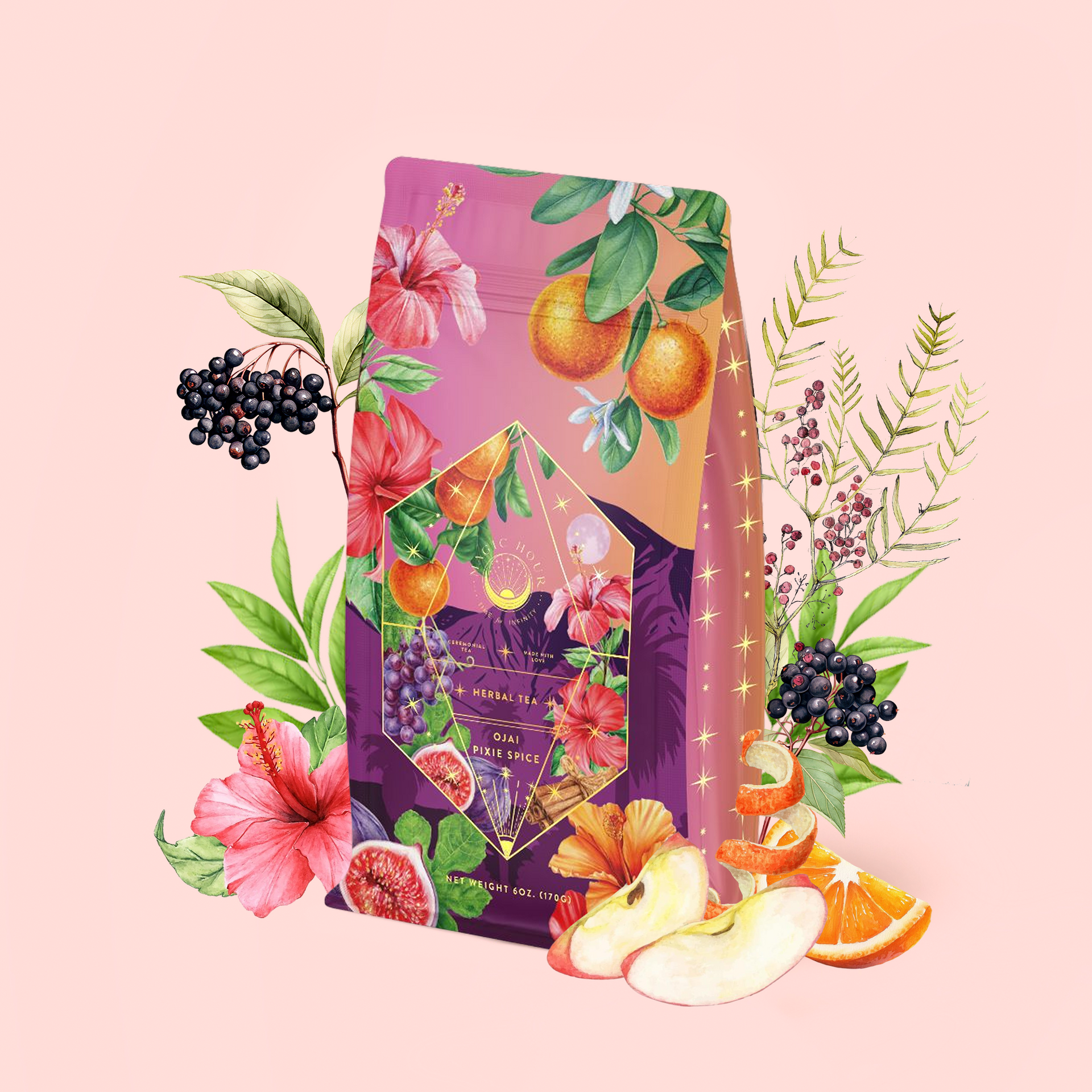 ★pinky★パワーカクテル30袋 Pink Moment Pixie - Hibiscus Tangerine Dream Herbal Tea | Magic Hour