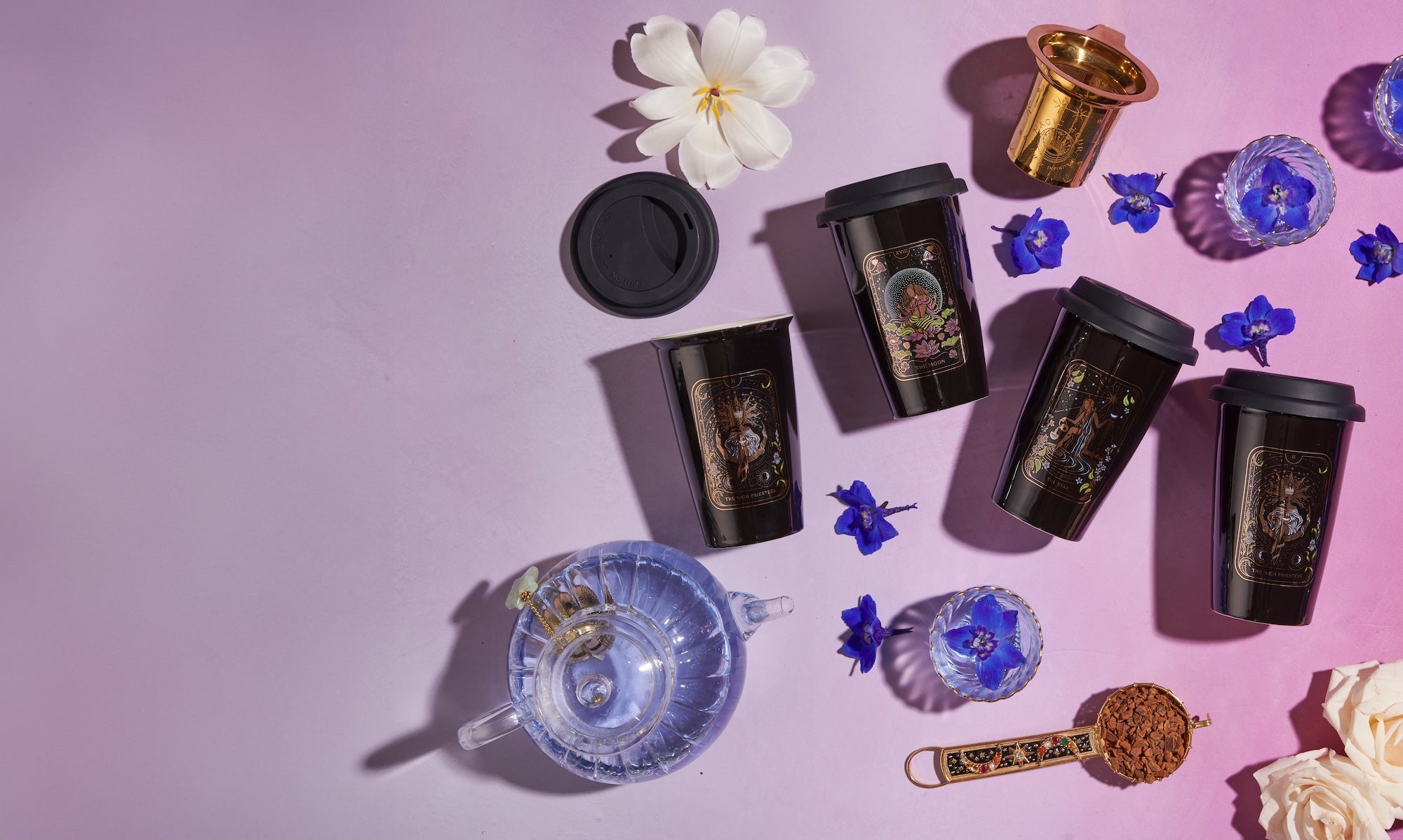 Magic Hour To Go Cups, Tarot, Tea Strainer, Blue Tea, Butterfly Pea Flower