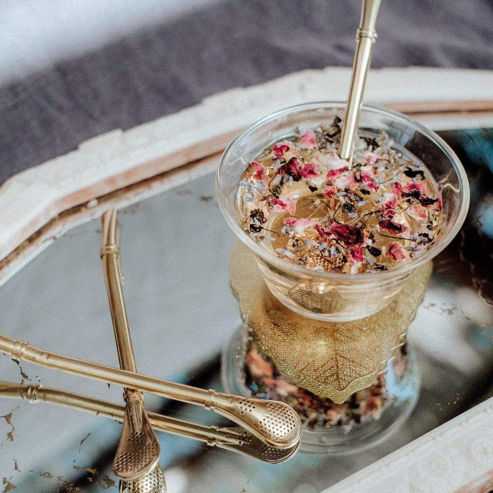 Golden Sips Tea Straw & Strainer Bombilla - Tea & Transformation subscription box | Organic healing tea & Gifts