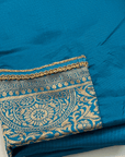 Cool & Casual Handmade Sari Aprons-Dark Teal with Gold Trim 