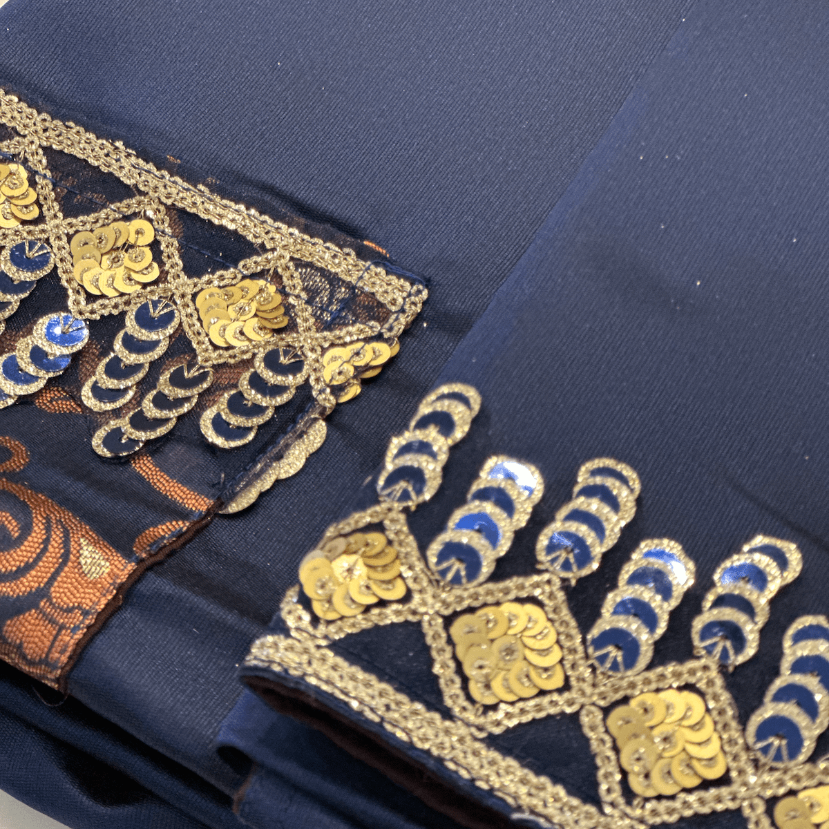 Cool &amp; Casual Handmade Sari Aprons-Dark Teal with Gold Trim 