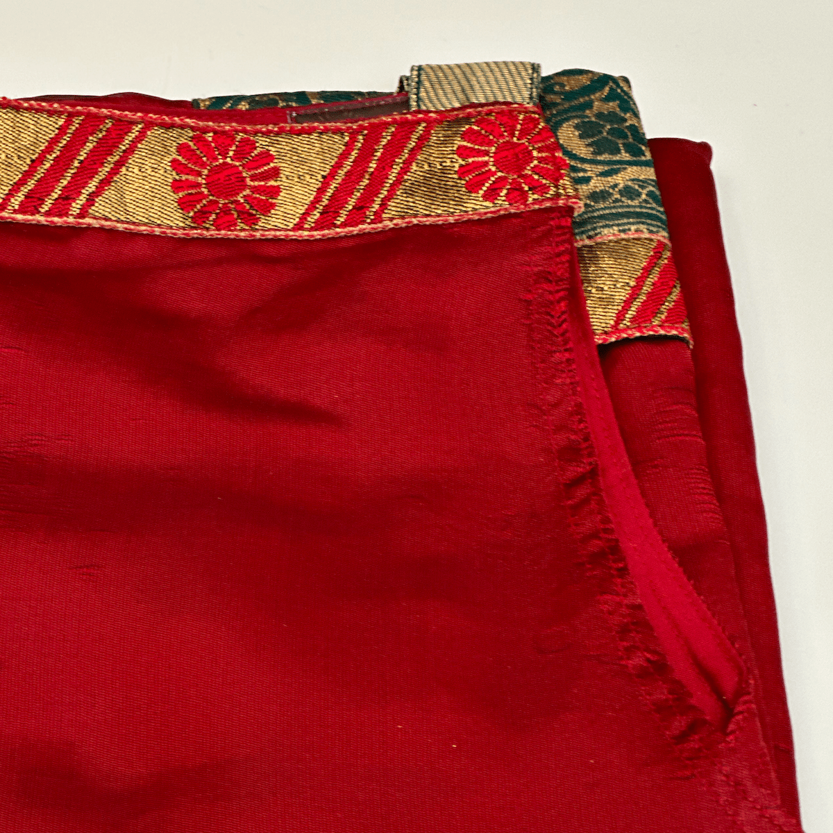 Cool &amp; Casual Handmade Sari Aprons-Deep Sienna w/ Hand Embroidered Ribbon 