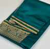 Cool & Casual Handmade Sari Aprons-Peacock Green with Gold Trim #11-Magic Hour