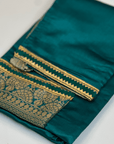 Cool & Casual Handmade Sari Aprons-Peacock Green with Gold Trim 