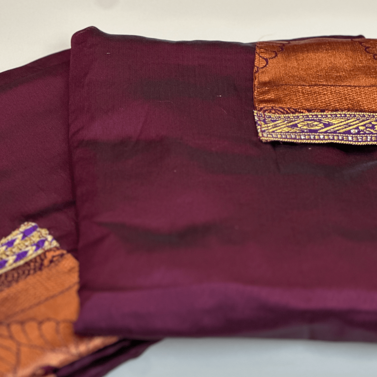 Cool &amp; Casual Handmade Sari Aprons-Royal Red with Metallic Trim 