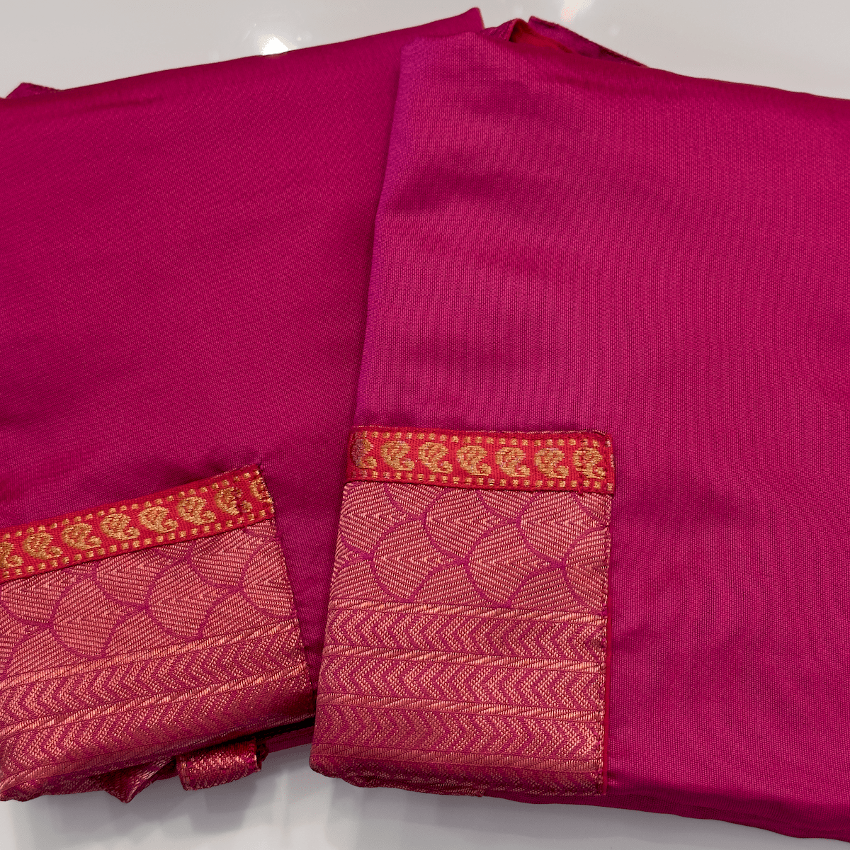 Cool & Casual Handmade Sari Aprons-Teal Floral with Gold Trim #2-Magic Hour
