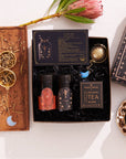 Cosmic Gemstone Mini Gift Set: Astrology Tea & Gemstone Wellness Tea Curated by Birth Month-July: Cancer Sampler Pouch with Peridot Traveler Jar-Magic Hour