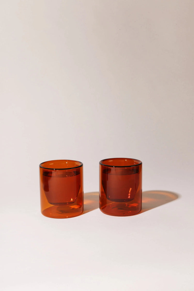 Double Walled Glass Set - Amber-Amber (6oz) - Set of 2-Magic Hour