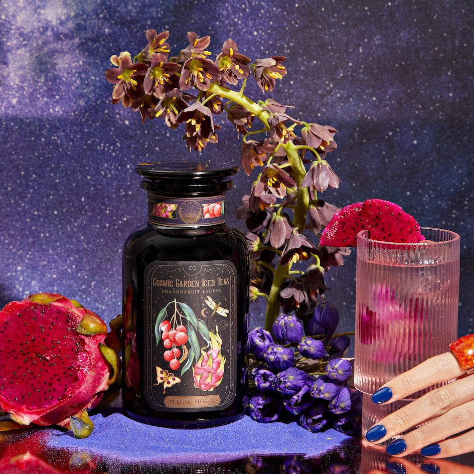 Dragonfruit Lychee Green Iced Tea-Violet Glass Apothecary Jar (Includes with 12 Cold-Steep Sachets)-Magic Hour