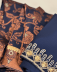 Elevate Everyday Handmade Sari Apron-Copper Woven Navy Blue 