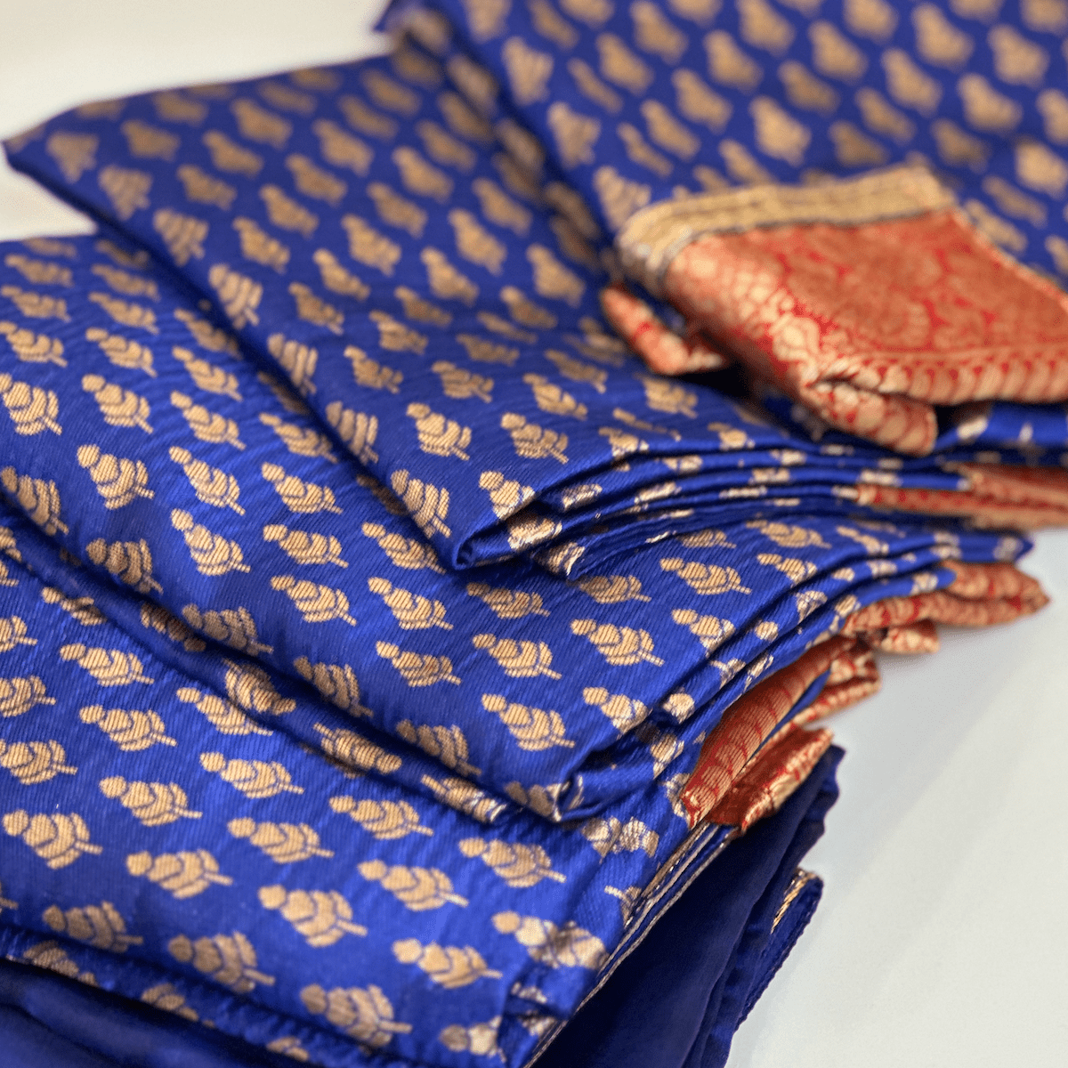 Elevate Everyday Handmade Sari Apron-Hand Embroidered Peacock &amp; Black 