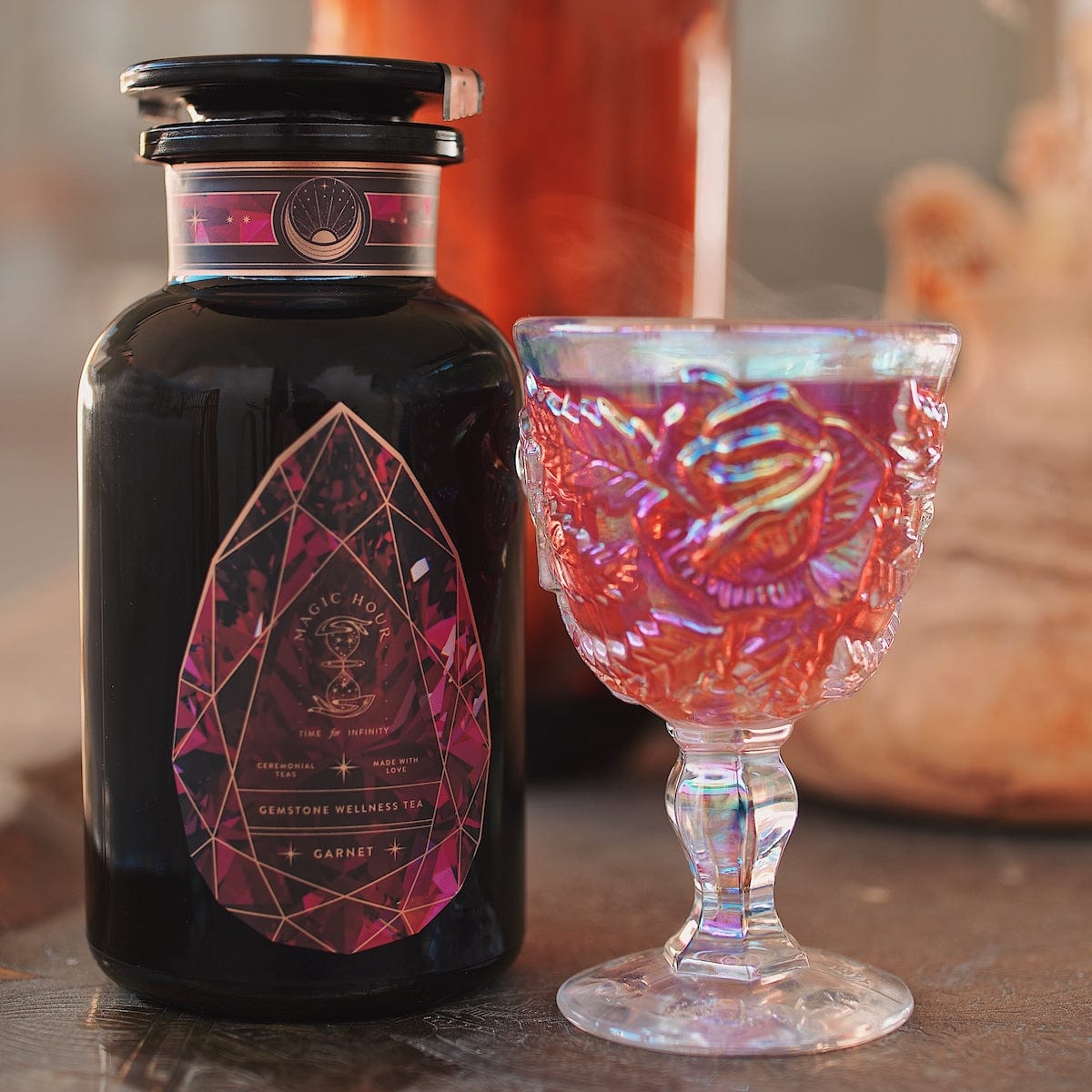 Garnet: Violet Wine Gemstone Wellness Tea-6oz Violet Glass Apothecary Jar (75+ Cups!)-Magic Hour