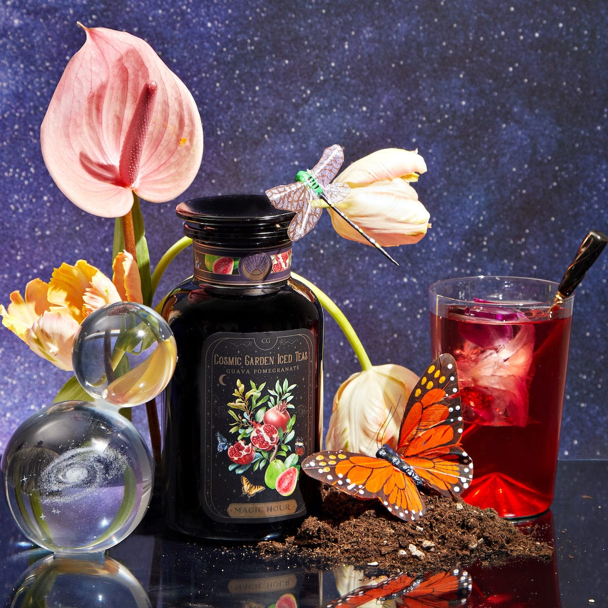 Guava Pomegranate Black Iced Tea-Violet Glass Apothecary Jar (Includes with 12 Cold-Steep Sachets)-Magic Hour