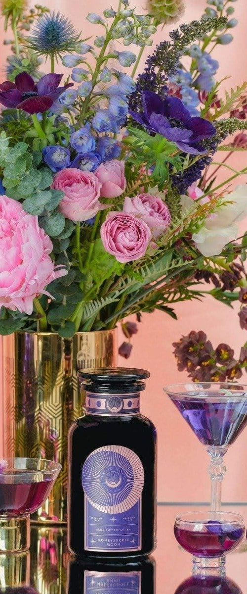 Honeysuckle Moon™: Blue Beautifying Tea-3.5oz Violet Glass Apothecary Jar-Magic Hour