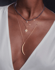Illuminated Path Gold Moon Necklace--Magic Hour