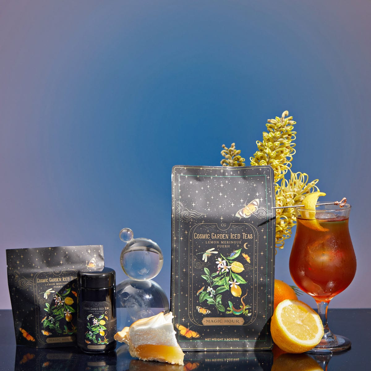 Lemon Meringue Puerh Black Iced Tea-Luxe Pouch (Refill your Jar - Includes with 12 Cold-Steep Sachets)-Magic Hour