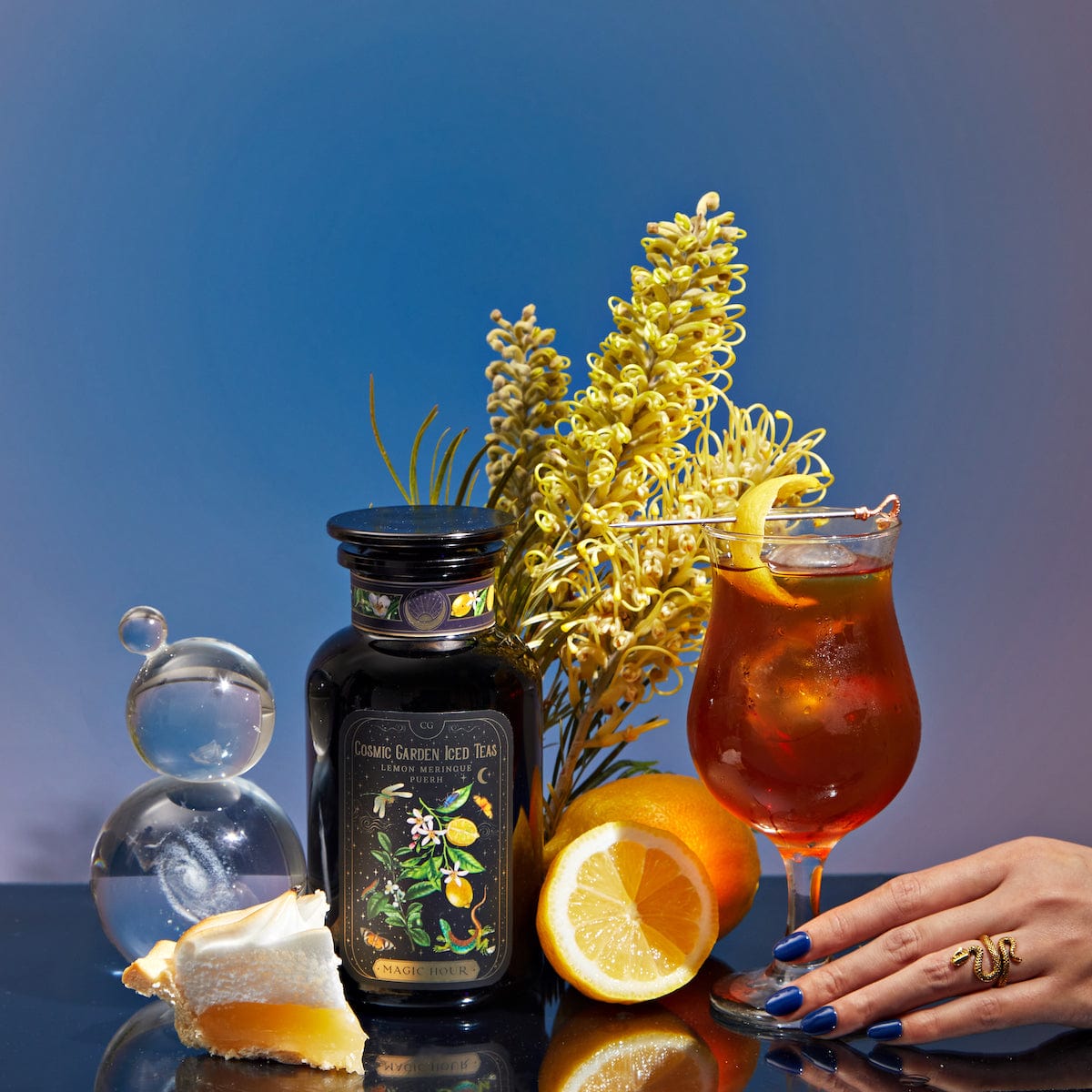 Lemon Meringue Puerh Black Iced Tea-Violet Glass Apothecary Jar (Includes with 12 Cold-Steep Sachets)-Magic Hour