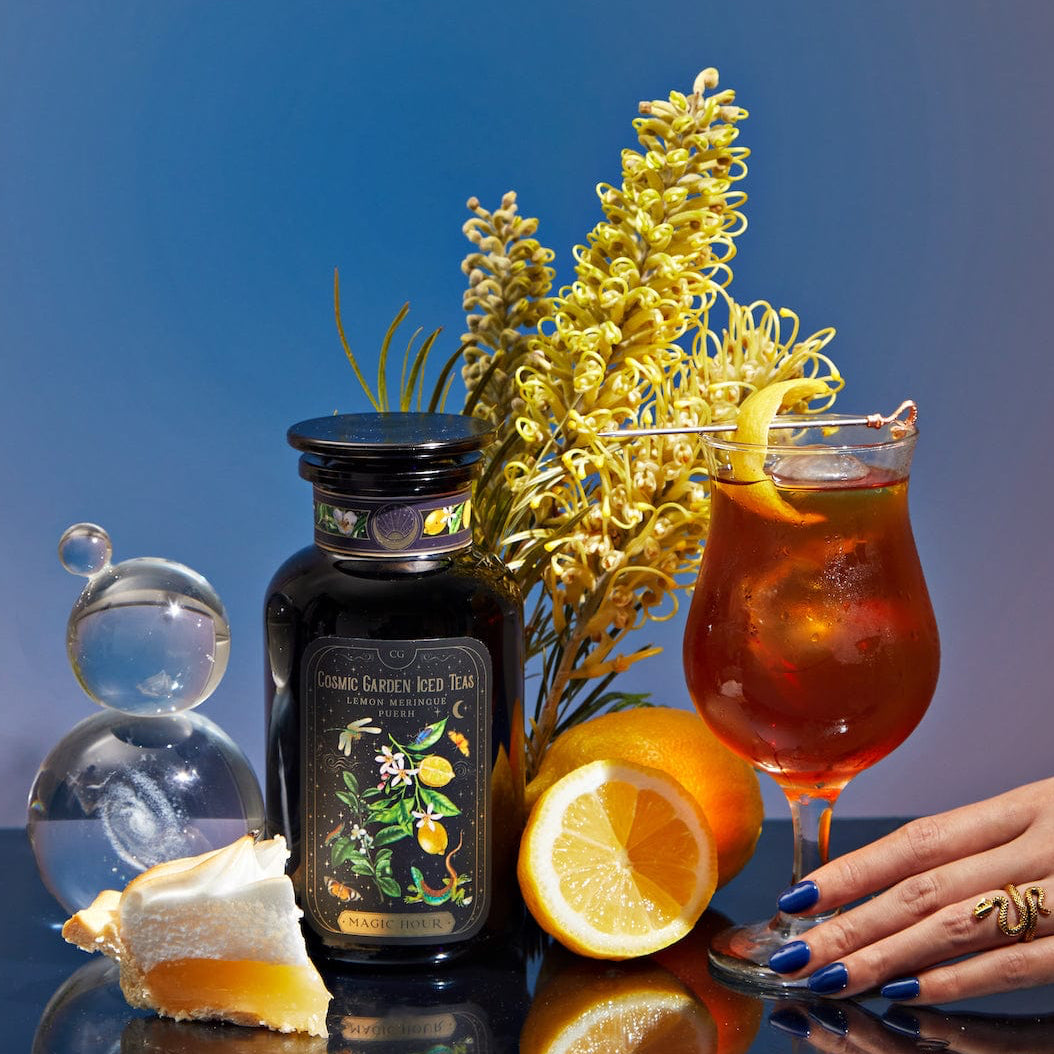 Lemon Meringue Puerh Black Iced Tea-Violet Glass Apothecary Jar (Includes with 12 Cold-Steep Sachets)-Magic Hour