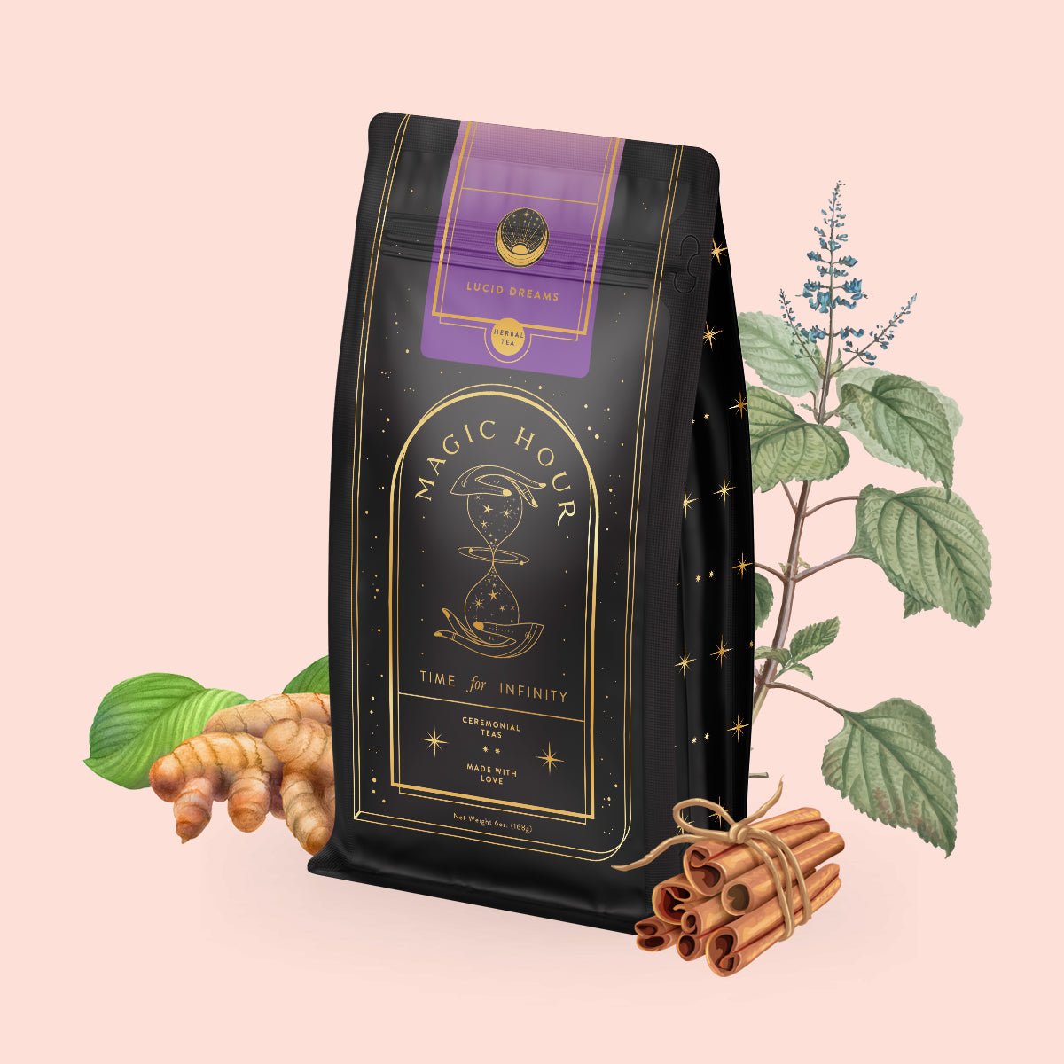 Lucid Dreams: Tulsi-Turmeric Herbal Tea for Sleep &amp; Calm-6 oz Pouch (75+ Cups)-Magic Hour